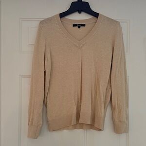 Quince Tan V-Neck Sweater